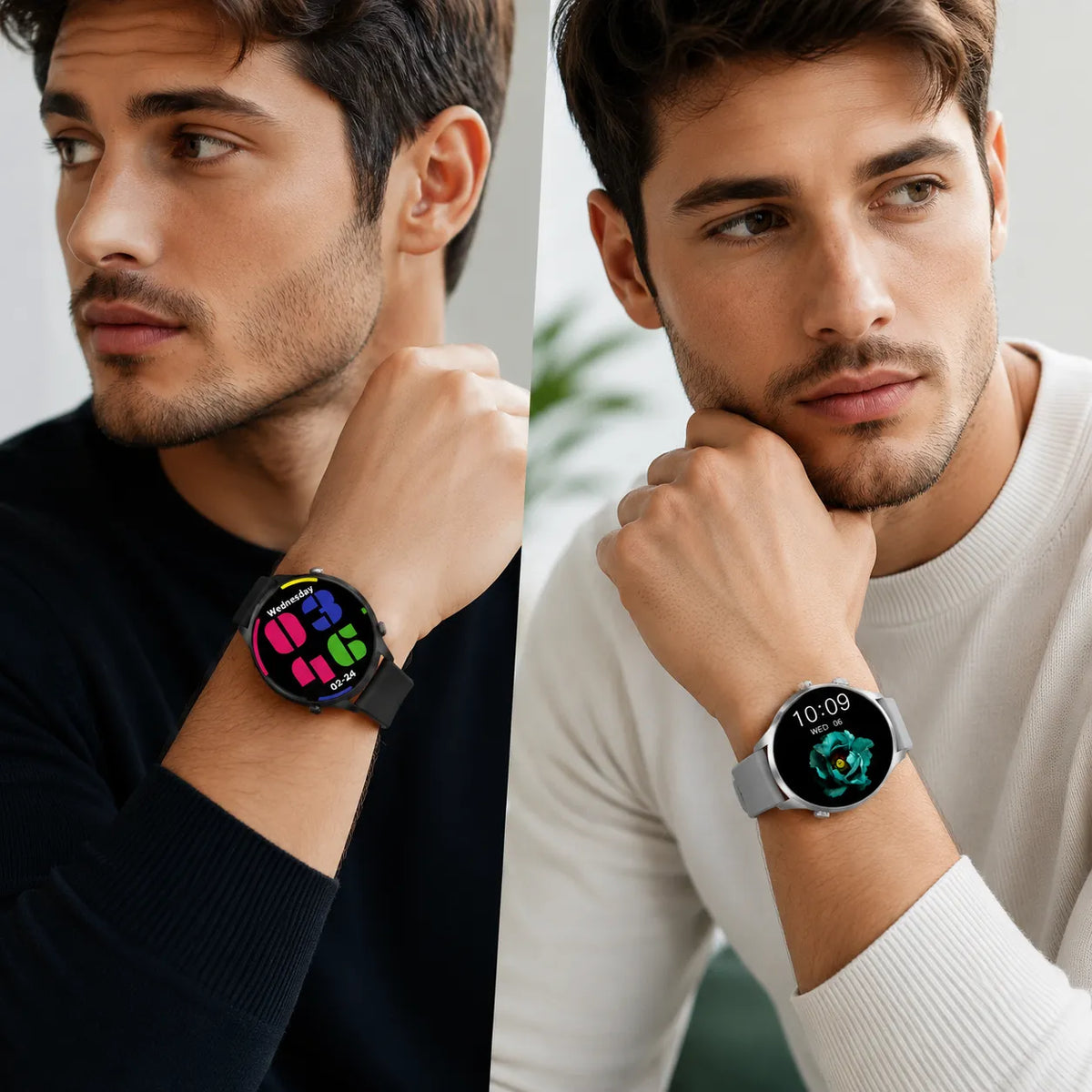 Smartwatch Uomo Bluetooth con Chiamate e Notifiche – Orologio Smart Display Rotondo, Contapassi, Calorie, Monitoraggio Sonno, Modalità Sport e Controllo Fotocamera – iOS Android