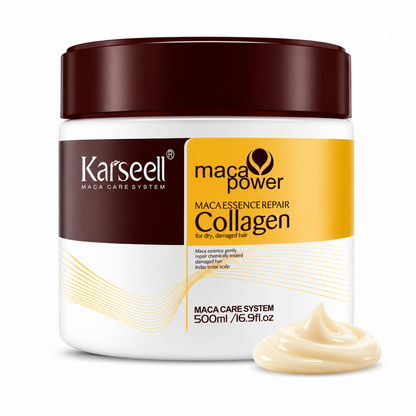 Karseell Maca Care System Maschera Capelli 500ml – Collagene, Olio di Argan, Cocco, Avocado e Cheratina – Trattamento Ristrutturante Idratante Anticrespo Professionale
