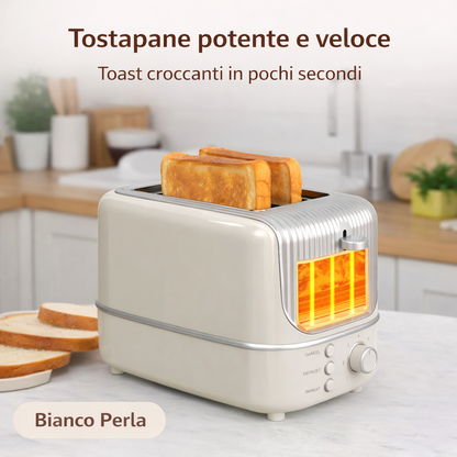 Toaster 2 Slice 800W Compatto e Moderno con 7 Livelli di Tostatura Funzioni Scongelamento e Riscaldamento Ideale per Colazione Disponibile in Diversi Colori