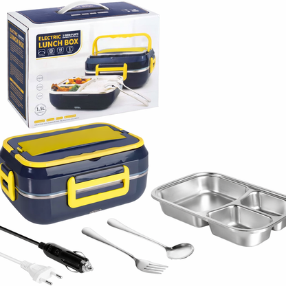 Scaldavivande Elettrico Portatile 1.5L – Lunch Box Riscaldante Casa & Auto con Contenitore in Acciaio Inox, Doppia Alimentazione, Anti-perdite