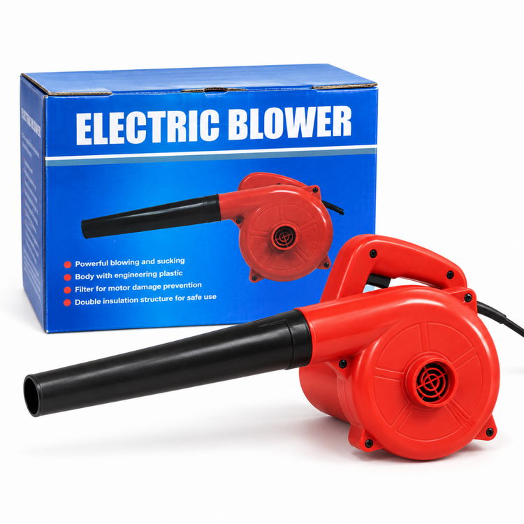 Soffiatore Aspiratore Elettrico Portatile 2 in 1 Rosso con Tubo Lungo – Pulizia PC, Tastiere, Polvere, Auto e Officina