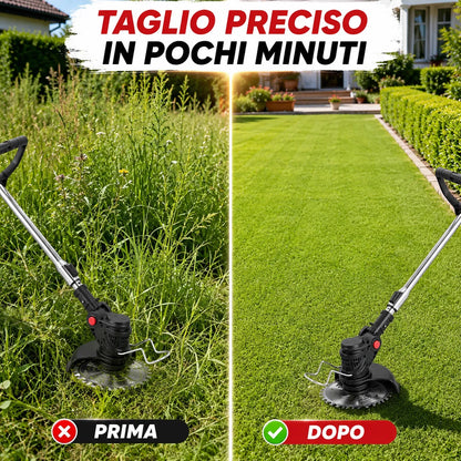 Decespugliatore a Batteria 48V con 2 Batterie – Motore 800W, Fino a 20.000 giri/min, Asta Telescopica Regolabile