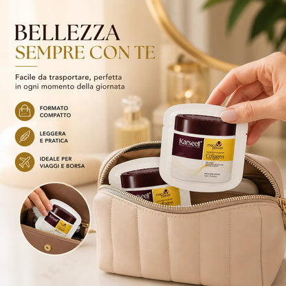 Karseell Maschera Capelli al Collagene 10ml x 24 Pezzi – Trattamento Nutriente con Olio di Argan e Maca – Idratante Riparatore per Capelli Secchi, Danneggiati e Trattati