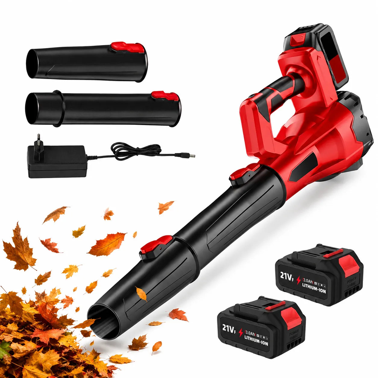 Soffiatore a Batteria 21V Senza Fili – 6 Velocità con Doppia Batteria e Caricabatterie