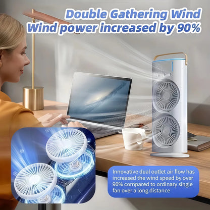 Ventilatore raffreddatore d'aria domestico usb ricaricabile 3000mah ventilatore portatile condizionatore d'aria doppia testa