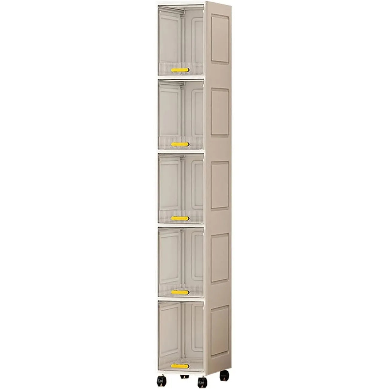 Mobile Salvaspazio Verticale con 5 Ripiani e Ruote – Armadio Slim Multiuso 20x30x138,5 cm – Organizer per Bagno, Cucina, Camera e Lavanderia – Apertura a Ribalta – Colore Bianco