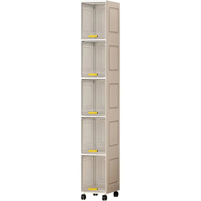Mobile Salvaspazio Verticale con 5 Ripiani e Ruote – Armadio Slim Multiuso 20x30x138,5 cm – Organizer per Bagno, Cucina, Camera e Lavanderia – Apertura a Ribalta – Colore Bianco