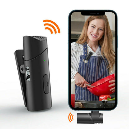 Microfono wireless 2.4 ghz clip on type c cellulare tablet riduzione rumore 66b
