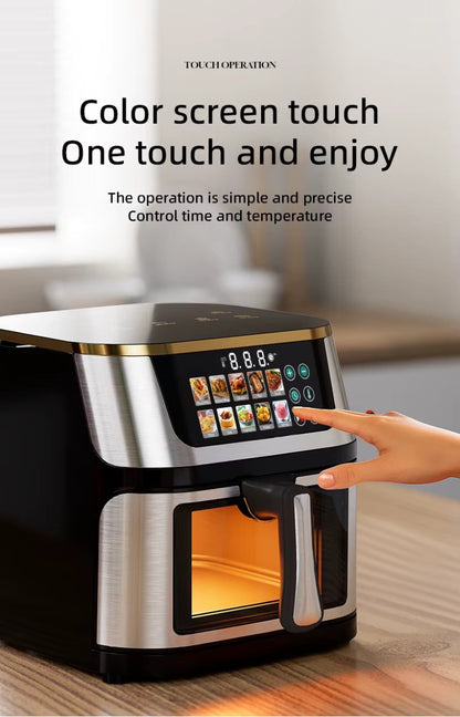 Friggitrice ad Aria da 15 Litri Digitale 1400W con Finestra – Cucinare Sano Senza Olio con Menù avanzato