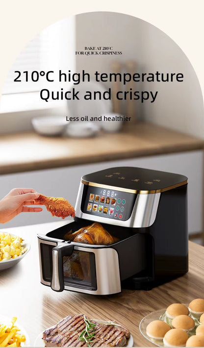 Friggitrice ad Aria da 15 Litri Digitale 1400W con Finestra – Cucinare Sano Senza Olio con Menù avanzato