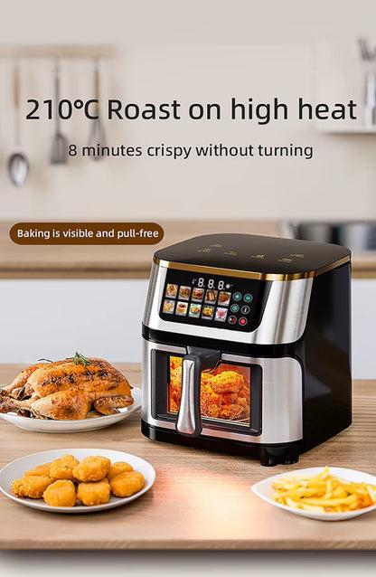 Friggitrice ad Aria da 15 Litri Digitale 1400W con Finestra – Cucinare Sano Senza Olio con Menù avanzato