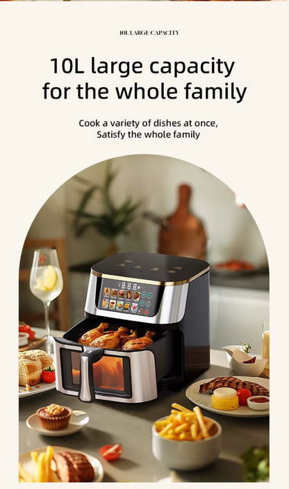 Friggitrice ad Aria da 15 Litri Digitale 1400W con Finestra – Cucinare Sano Senza Olio con Menù avanzato