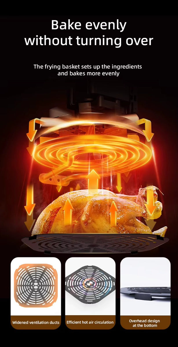 Friggitrice ad Aria da 15 Litri Digitale 1400W con Finestra – Cucinare Sano Senza Olio con Menù avanzato