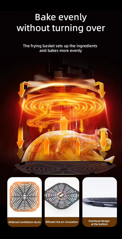 Friggitrice ad Aria da 15 Litri Digitale 1400W con Finestra – Cucinare Sano Senza Olio con Menù avanzato