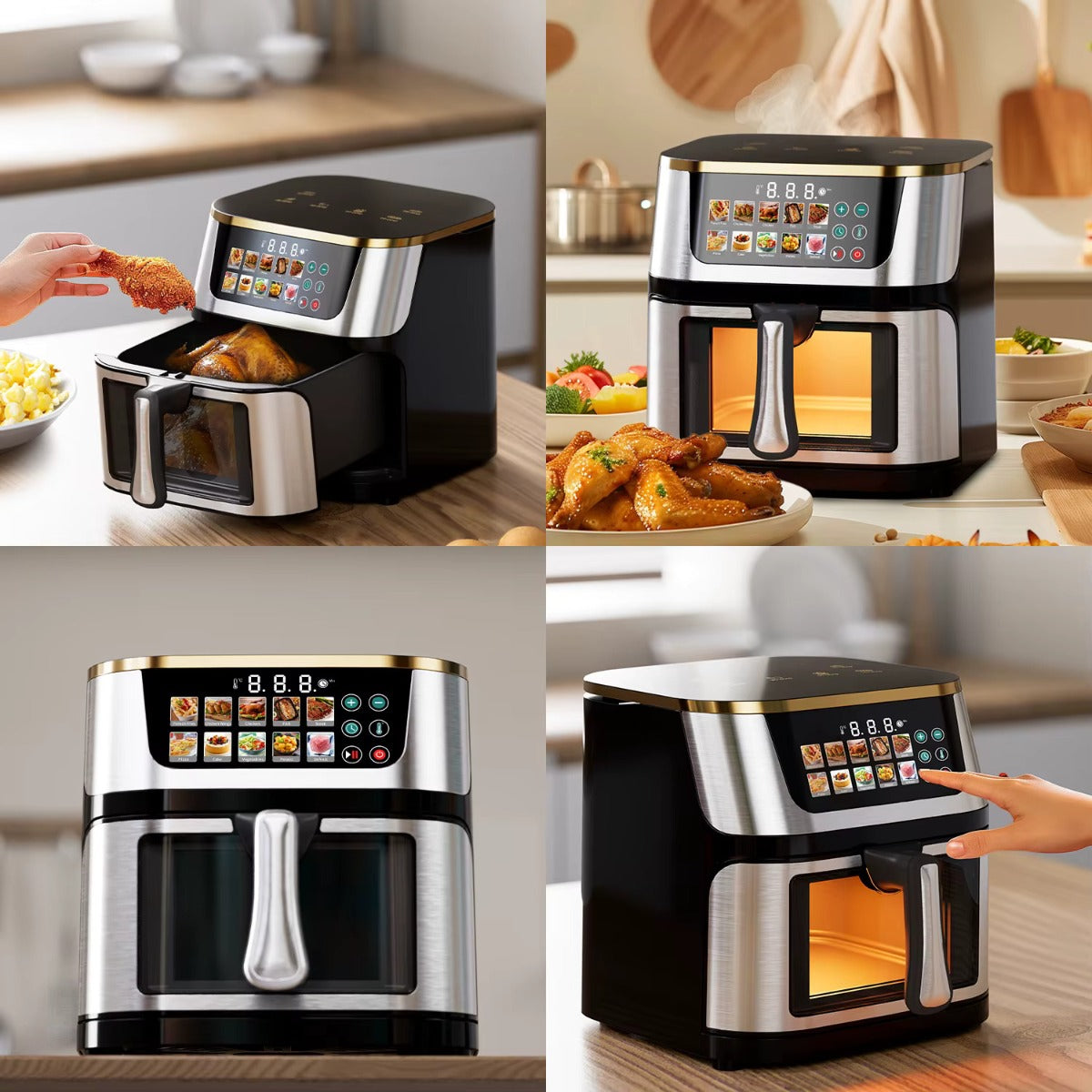 Friggitrice ad Aria da 15 Litri Digitale 1400W con Finestra – Cucinare Sano Senza Olio con Menù avanzato