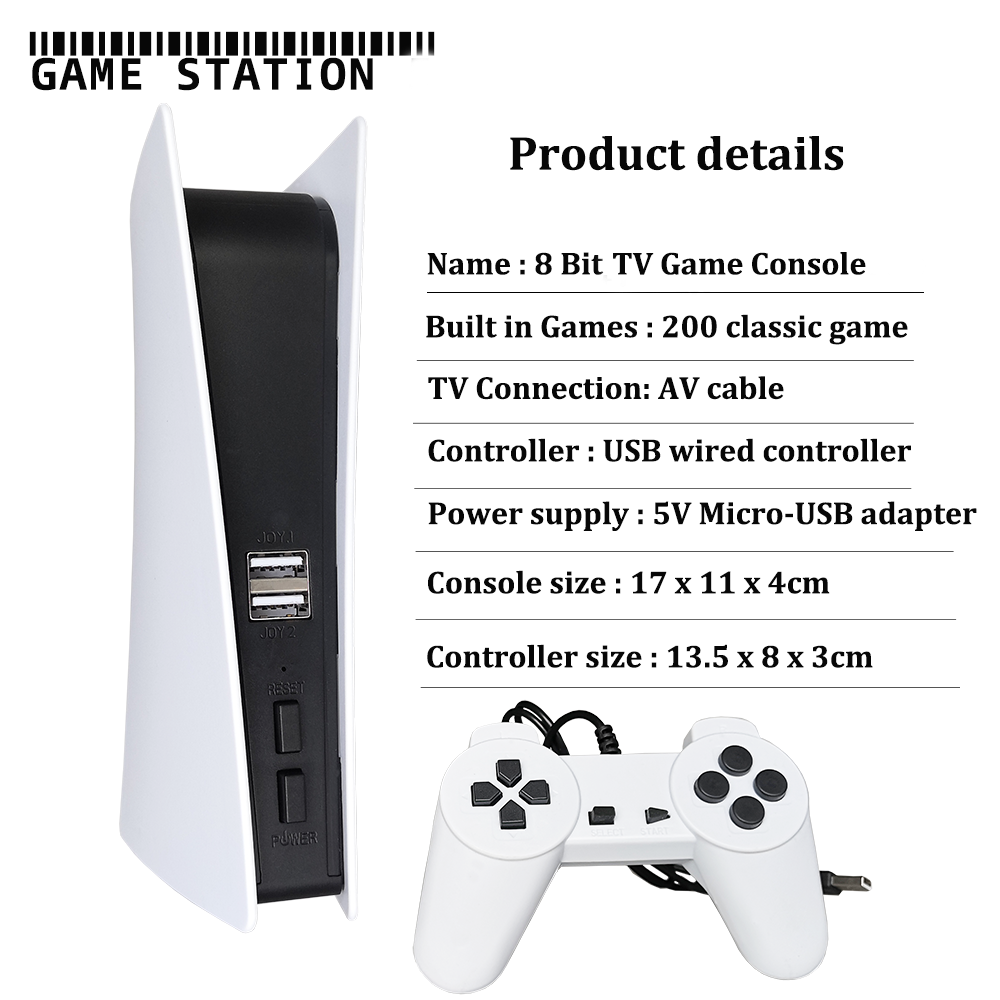 GS5 Game Station 5 Console per videogiochi cablata USB con 200 giochi classici 8 Bit GS5 TV