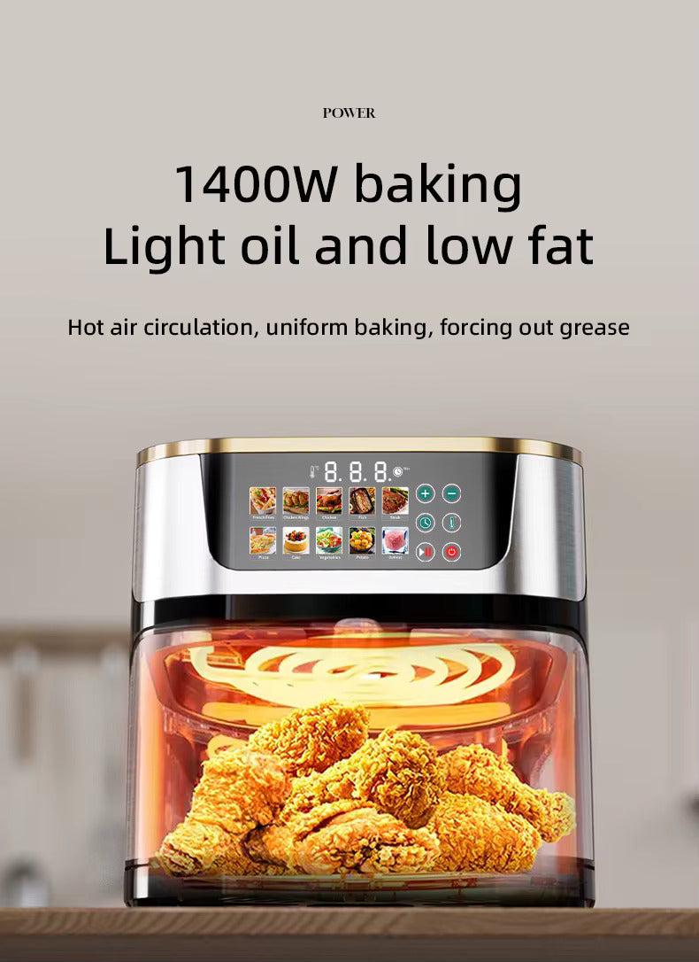 Friggitrice ad Aria da 15 Litri Digitale 1400W con Finestra – Cucinare Sano Senza Olio con Menù avanzato