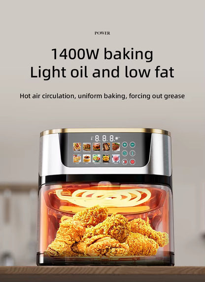 Friggitrice ad Aria da 15 Litri Digitale 1400W con Finestra – Cucinare Sano Senza Olio con Menù avanzato