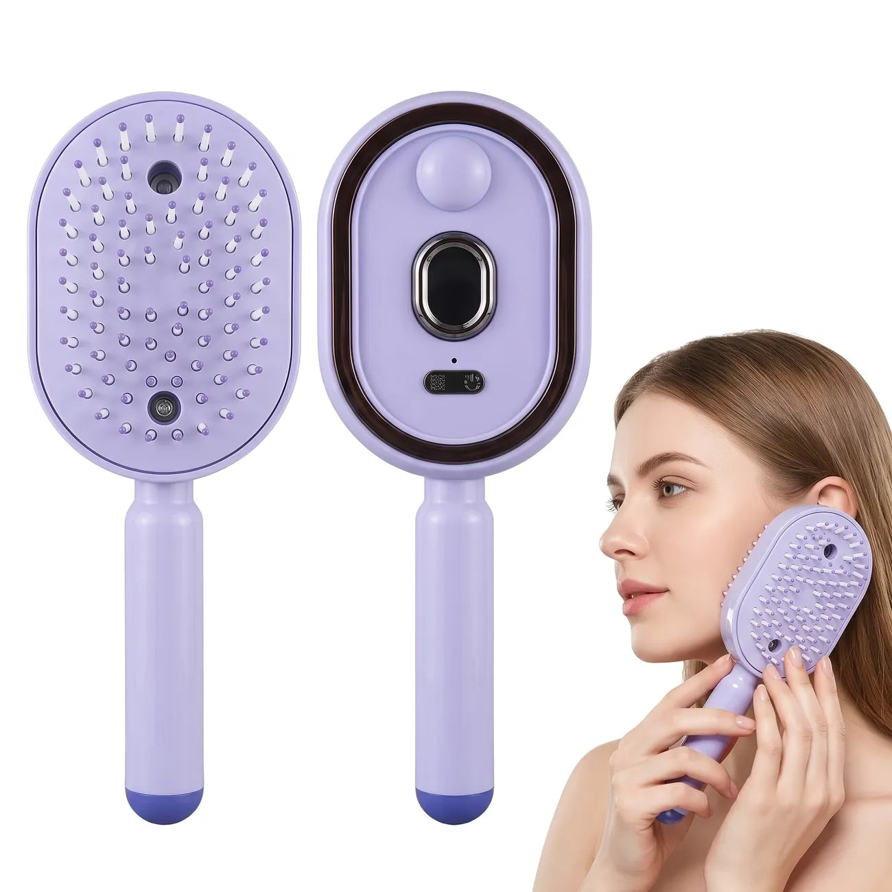 Spazzola Elettrica Districante e Massaggiante per Capelli Ricaricabile USB-C – Anticrespo con Massaggio del Cuoio Capelluto
