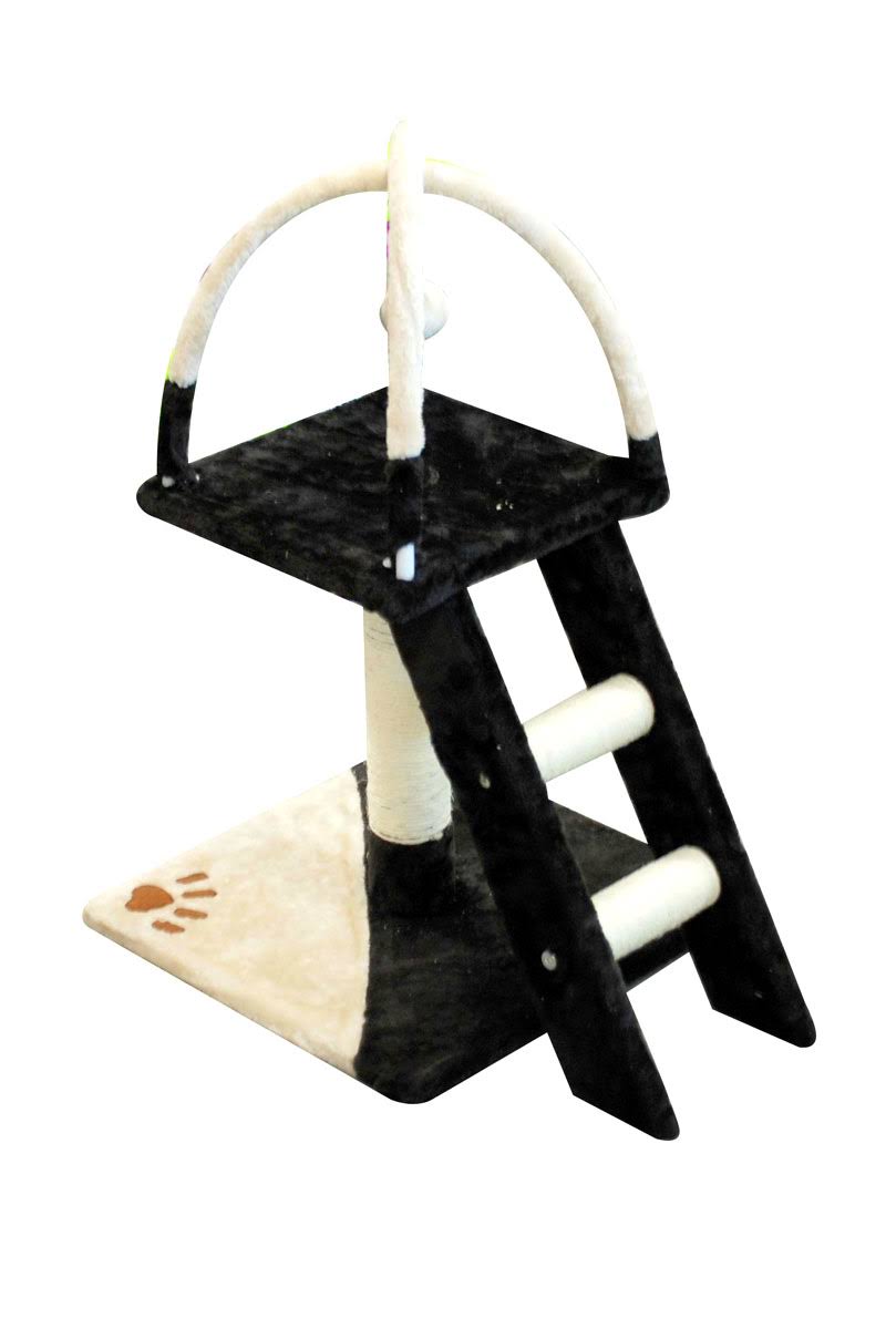 Albero tiragraffi per gatti con scala e palline in legno sisal 40x40x70cm