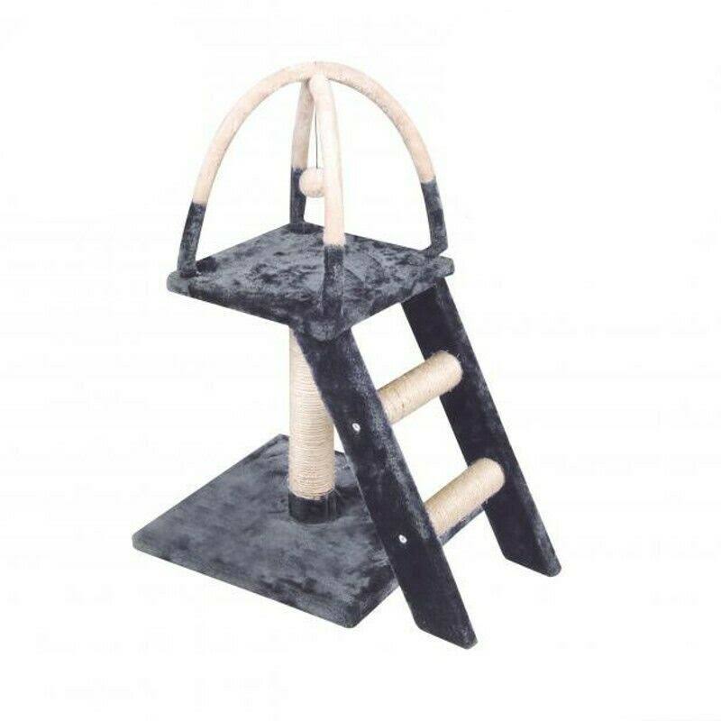 Albero tiragraffi per gatti con scala e palline in legno sisal 40x40x70cm