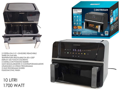Friggitrice ad aria digitale 10L – Doppio Scomparto con Display Touch e 7 Programmi