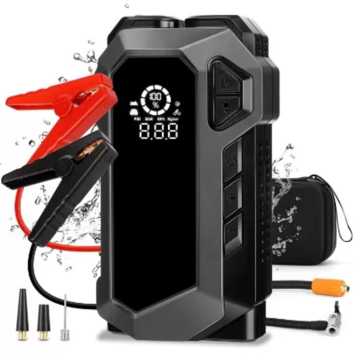 Avviatore di Emergenza con Compressore d'Aria – Starter Batteria 4000A con Inflatore per Pneumatici e Batteria da 20000mAh