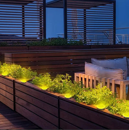 Kit 4 pz Luci Solari da Giardino a LED RGB – Montaggio a Incasso, Ricarica Solare