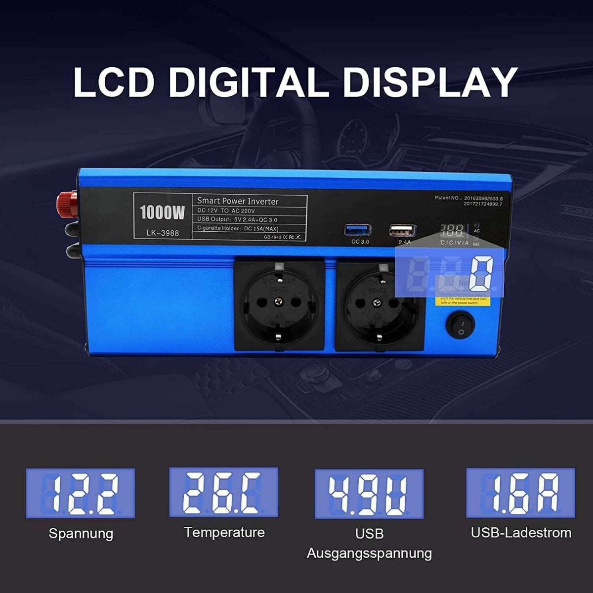 Inverter 1500w 12v 230v trasformatore tensione convertitore potenza camper auto