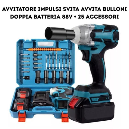 Avvitatore a percussione elettricoa Batteria 88V ad Alta Coppia – Velocità Variabile, Rotazione Avanti/Indietro