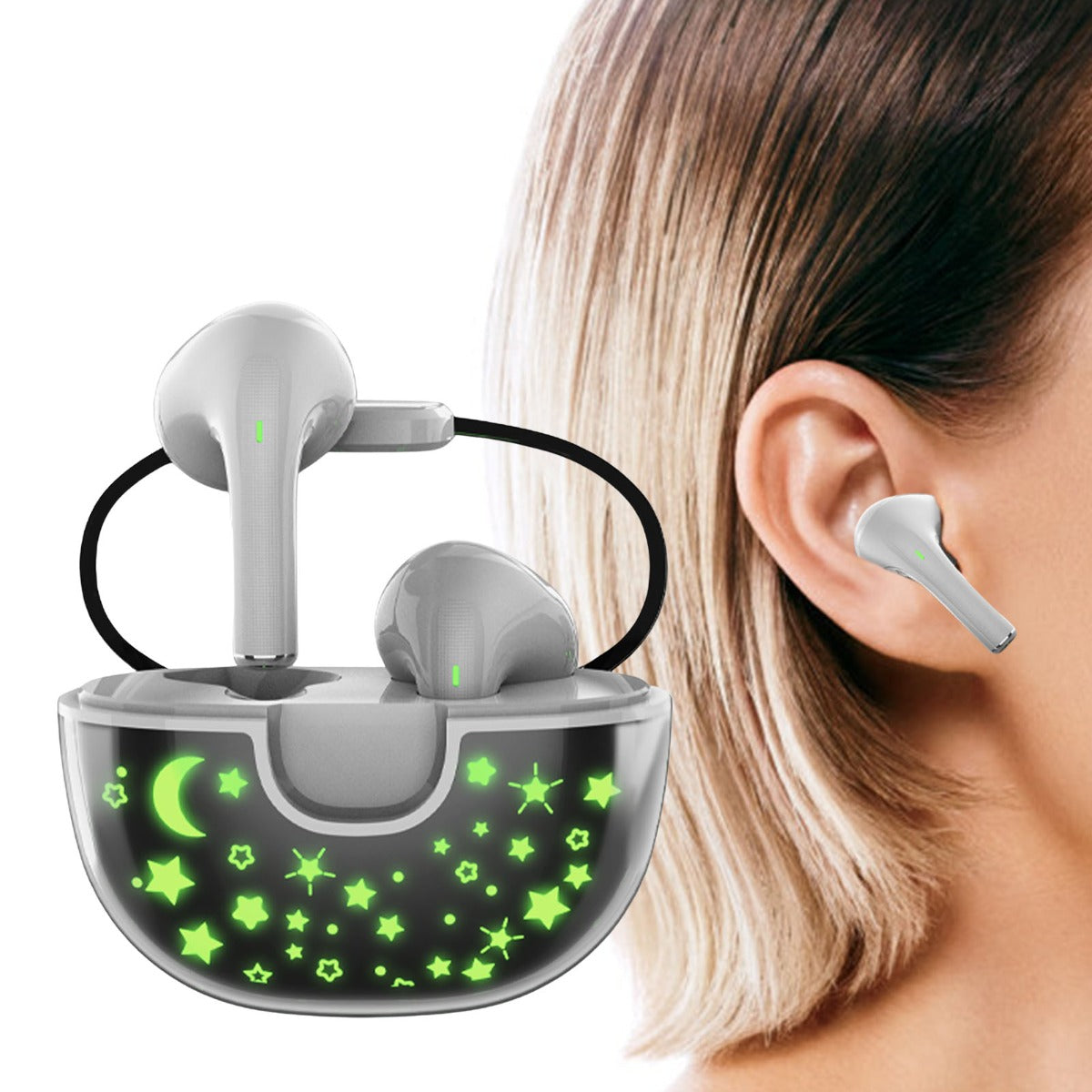 Auricolari con cancellazione del rumore auricolari wireless bt5.0 qualità del suono chiara cuffie wireless sportive funzionamento con un solo tasto ideale per la corsa