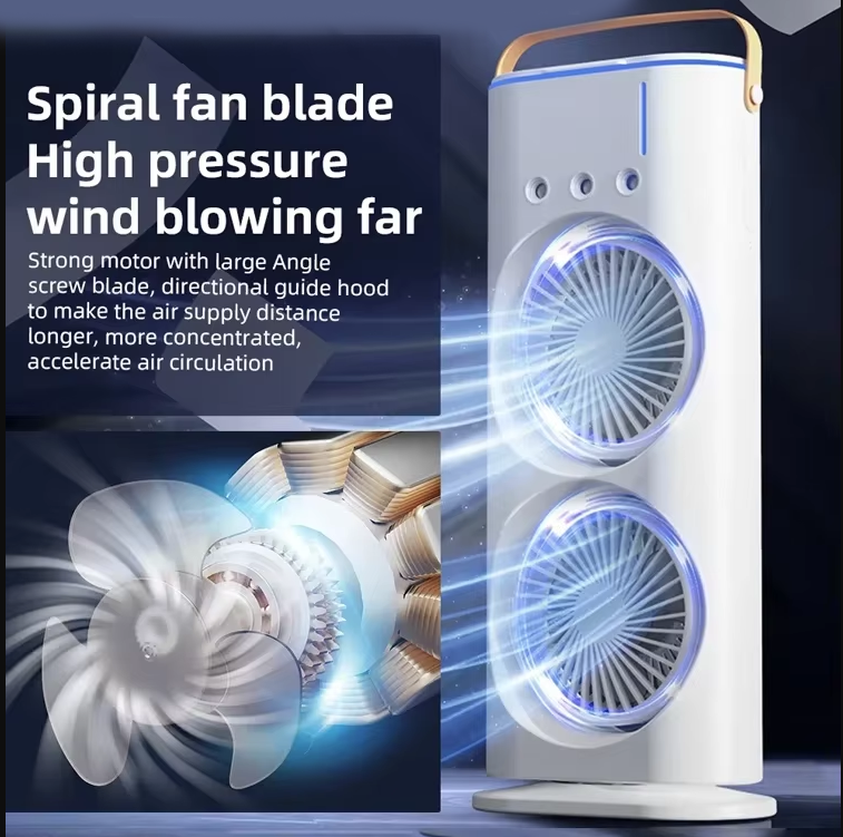 Ventilatore raffreddatore d'aria domestico usb ricaricabile 3000mah ventilatore portatile condizionatore d'aria doppia testa