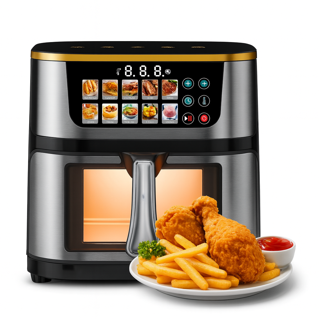 Friggitrice ad Aria da 15 Litri Digitale 1400W con Finestra – Cucinare Sano Senza Olio con Menù avanzato