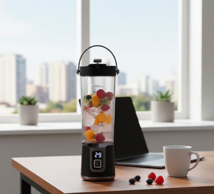 Frullatore Portatile Ricaricabile USB-C 500 ml con Display Digitale e Lame in Acciaio Inox
