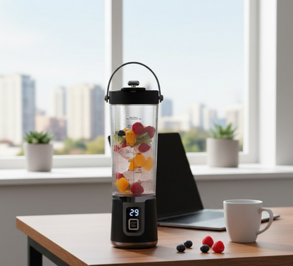 Frullatore Portatile Ricaricabile USB-C 500 ml con Display Digitale e Lame in Acciaio Inox