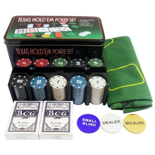 Set Cofanetto Poker Texas Holdem Fiches Chips Professionale Scatola Di Latta
